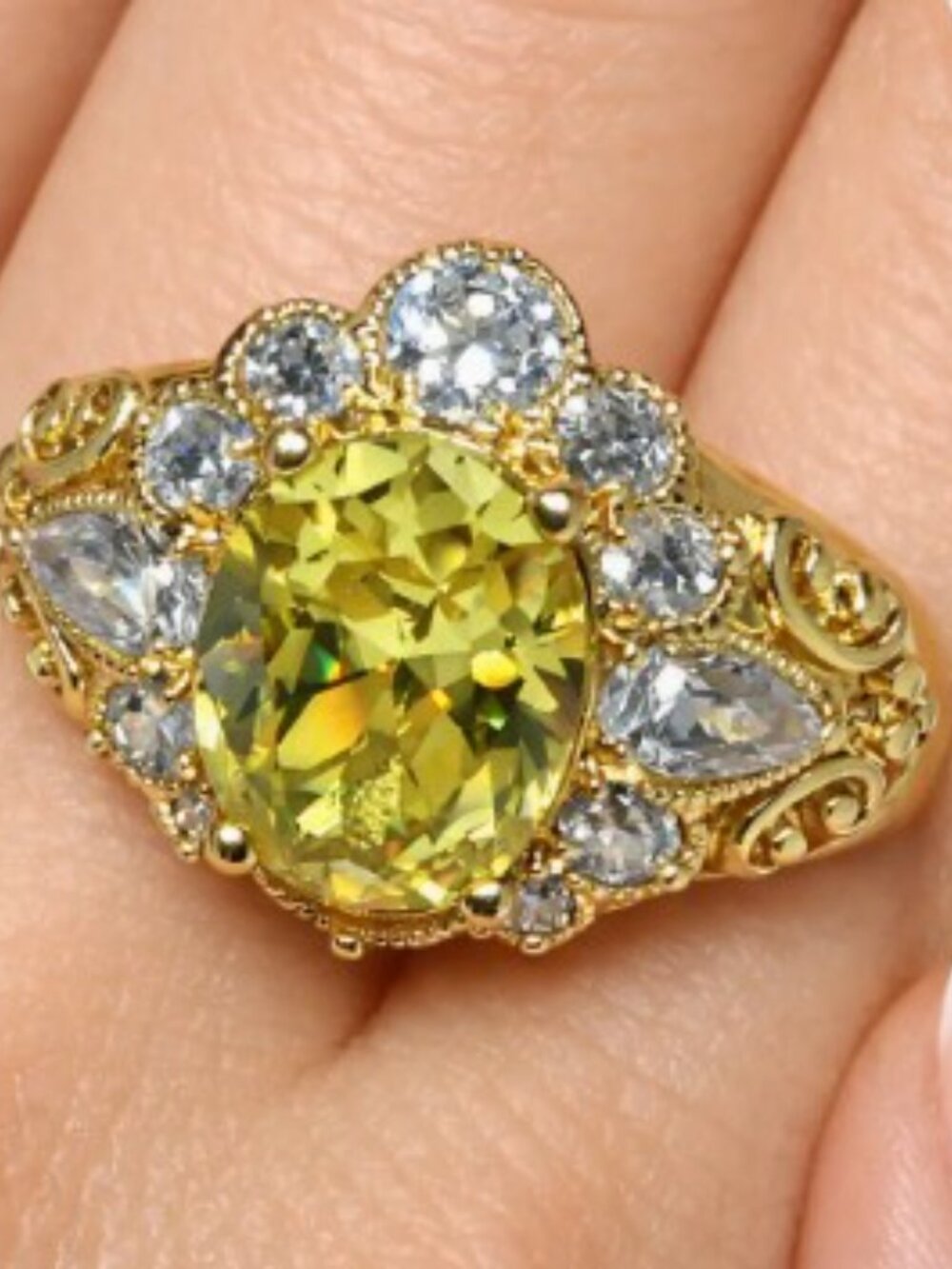 CZ Bronze Gold Platingcoated Ring.